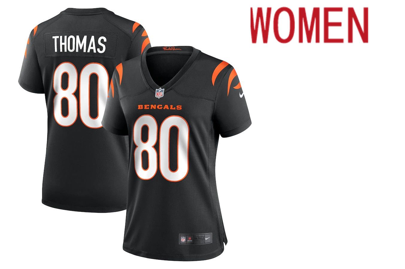 Women Cincinnati Bengals 80 Mike Thomas Nike Black Game NFL Jersey